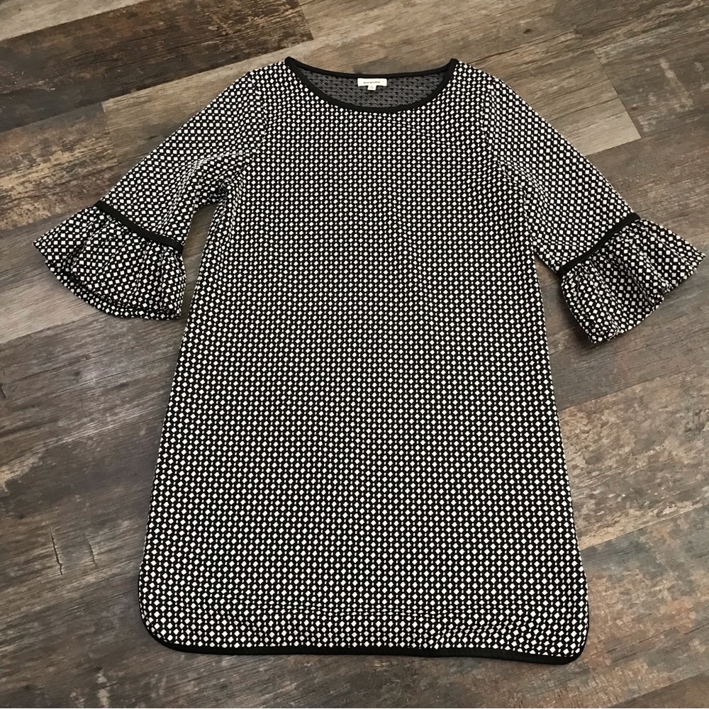 Max Studio midi dress black/white print 3/4 length sleeves